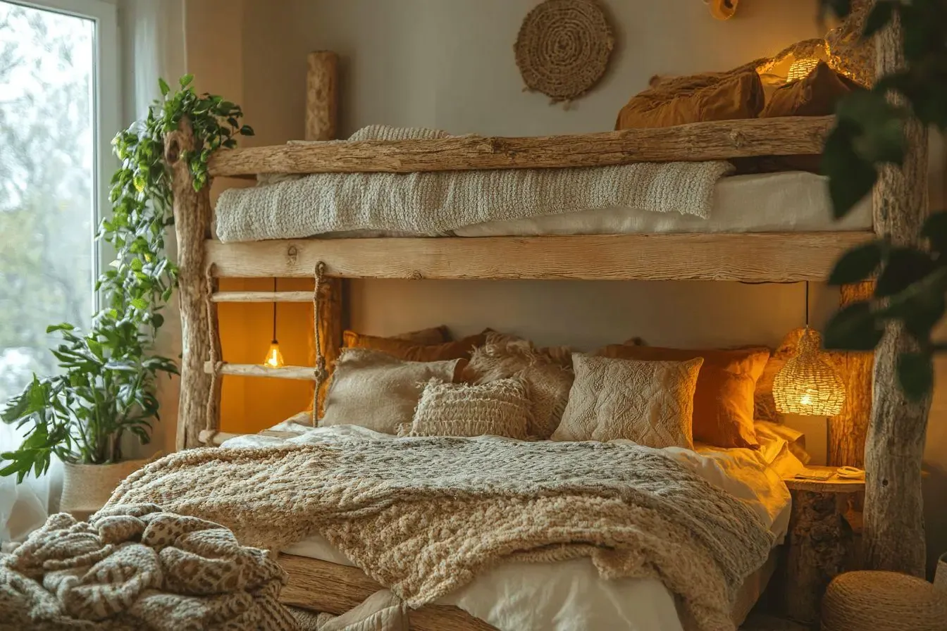 Lit superposé cabane bohème : créer une chambre naturelle, douce et pratique